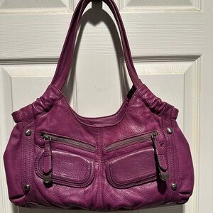 B. Makowsky Purple Leather Women's Hobo Bag